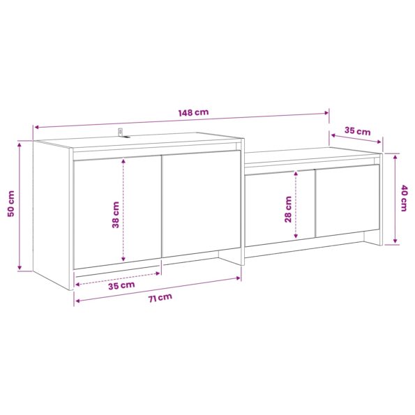 vidaXL TV skrinka 147 x 35 x 50 cm Dubové drevo Kompozitné drevo – Obrázok 6