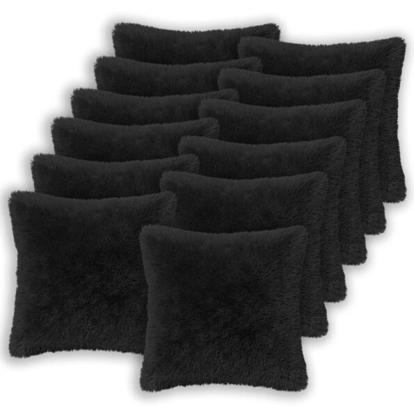 vidaXL Poťah na podložku 12 pcs HEERLEN Čierna 40 x 40 cm PV fleece – Obrázok 2