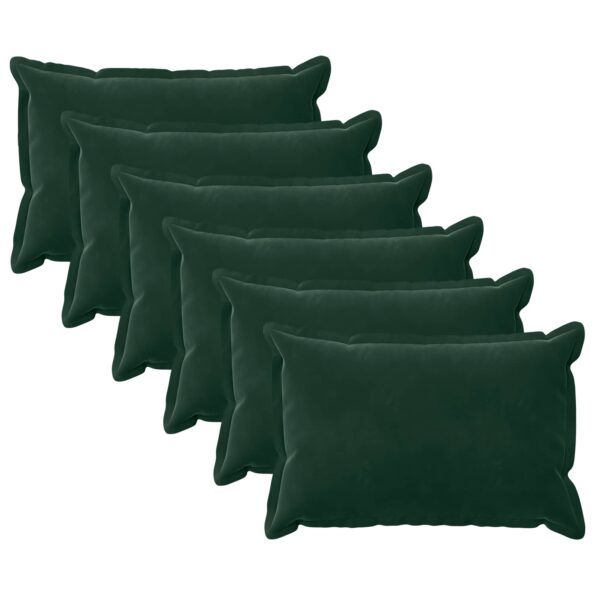 vidaXL Poťah na podložku 6 pcs HOUTEN Tmavozelená 30 x 50 cm Zamat – Obrázok 2