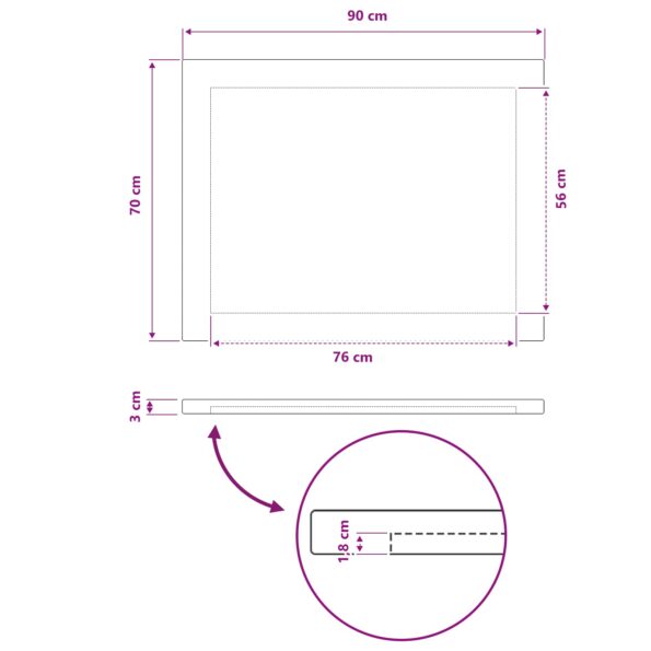 vidaXL Obdĺžnikový stôl 90 x 50 x 3,5 cm Obdĺžnikový Prírodná – Obrázok 9