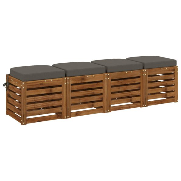 vidaXL 4-dielne sedadlové vankúše SOEST 4 pcs 100% polyester Sivá – Obrázok 2