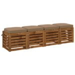 vidaXL 4-dielne sedadlové vankúše SOEST 4 pcs 100% polyester Sivohnedá – Obrázok 2