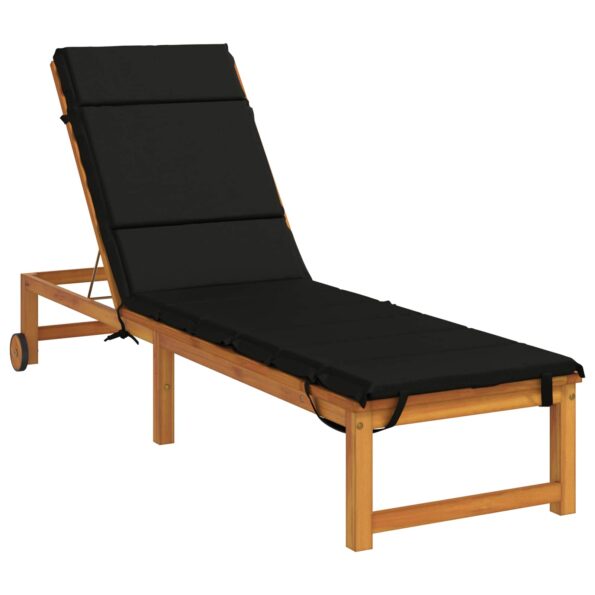 vidaXL Vankúš na ležadlo GEMERT 100% polyester Čierna 200 x 50 x 3 cm – Obrázok 2