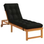 vidaXL Vankúš na ležadlo VIANEN 100% polyester Čierna 200 x 60 x 8 cm – Obrázok 2