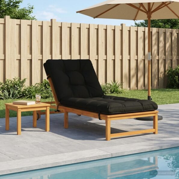 vidaXL Vankúš na ležadlo VIANEN 100% polyester Čierna 200 x 90 x 8 cm – Obrázok 8