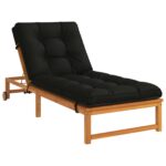 vidaXL Vankúš na ležadlo VIANEN 100% polyester Čierna 200 x 90 x 8 cm – Obrázok 2