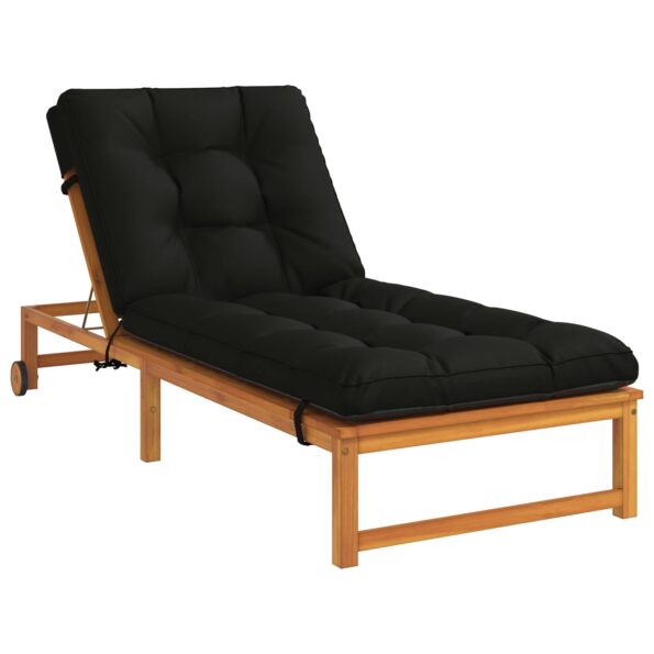 vidaXL Vankúš na ležadlo VIANEN 100% polyester Čierna 200 x 90 x 8 cm – Obrázok 2
