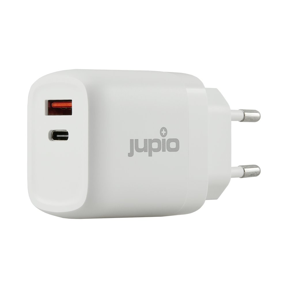 Adapter-Jupio-Dual-USB-GaN-Charger-30W-zasuvkaUSB-USB-C Adaptér Jupio Dual USB GaN Charger 30W - zásuvka/USB + USB-C – Obrázok 1