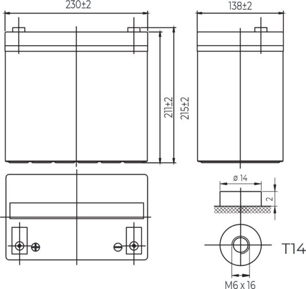 Batéria Conexpro GEL-12-55 GEL, 12V/55Ah, T14-M6, Deep Cycle – Obrázok 2