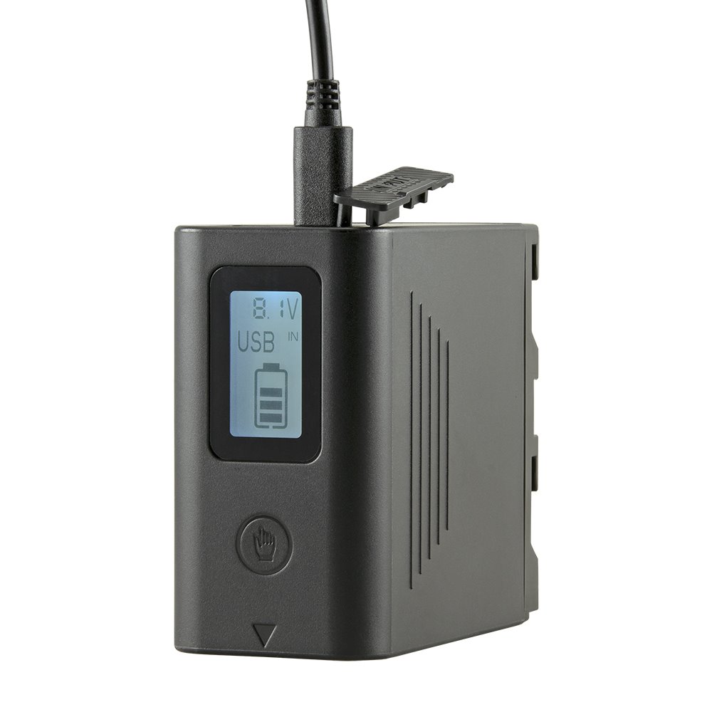 Bateria-Jupio-ProLine-NP-F970-LCD-Micro-USB-Type-C-input-USB-5V-2.1A-output-10050mAh Batéria Jupio *ProLine* NP-F970 LCD (Micro USB + Type C input / USB 5V 2.1A output) 10050mAh – Obrázok 1