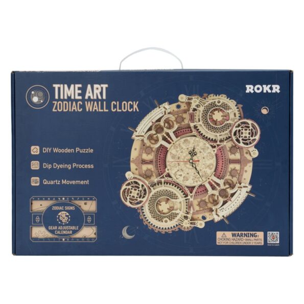 Hračka Robotime 3D drevené mechanické puzzle Hodiny s kalendárom – Obrázok 3