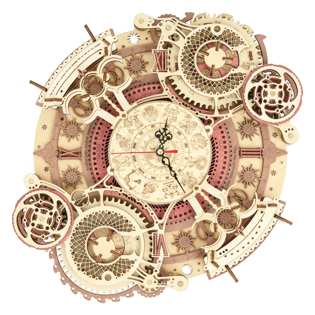 Hracka-Robotime-3D-drevene-mechanicke-puzzle-Hodiny-s-kalendarom Hračka Robotime 3D drevené mechanické puzzle Hodiny s kalendárom – Obrázok 1