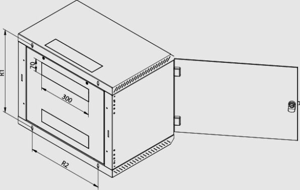 Rack Triton 19" jednodílný 15U/400mm prosklené dveře, šedý – Obrázok 3