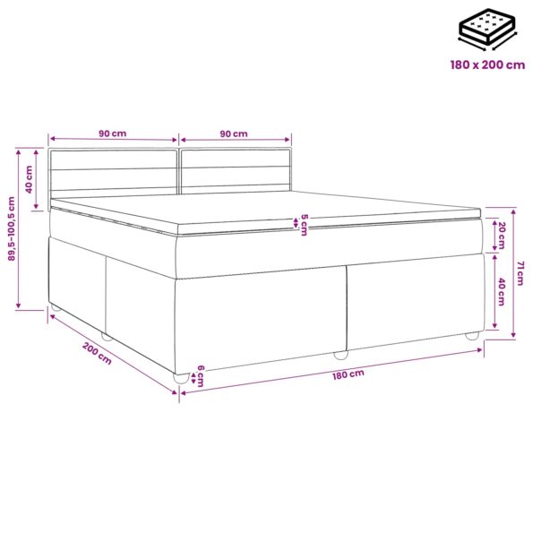 vidaXL Posteľ boxspring s matracom Krémová 180 x 200 cm Látka – Obrázok 10