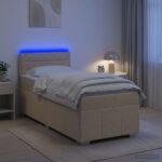 vidaXL Posteľ boxspring s matracom Krémová 100 x 200 cm Látka – Obrázok 13