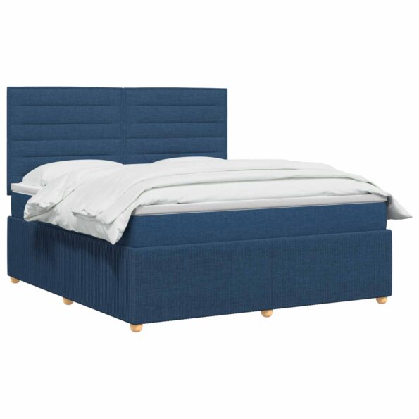 vidaXL Posteľ boxspring s matracom Modrá 140 x 200 cm Látka – Obrázok 2