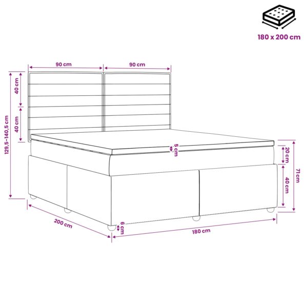 vidaXL Posteľ boxspring s matracom Tmavohnedá 180 x 200 cm Látka – Obrázok 11